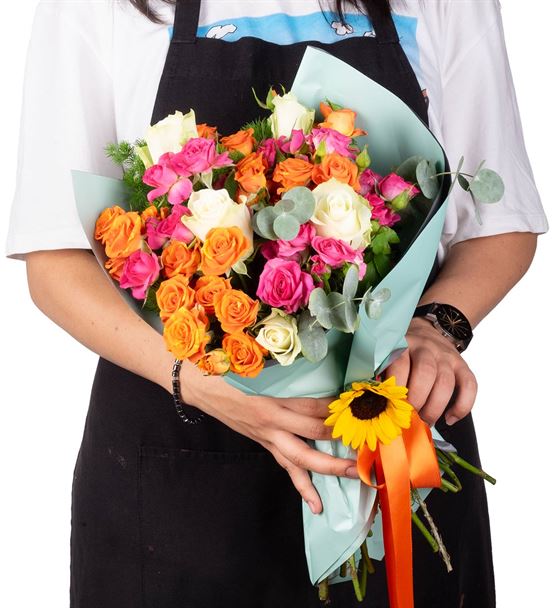 Bouquet Of Joy Gökkuşağı Renkler Tasarım Çiçek