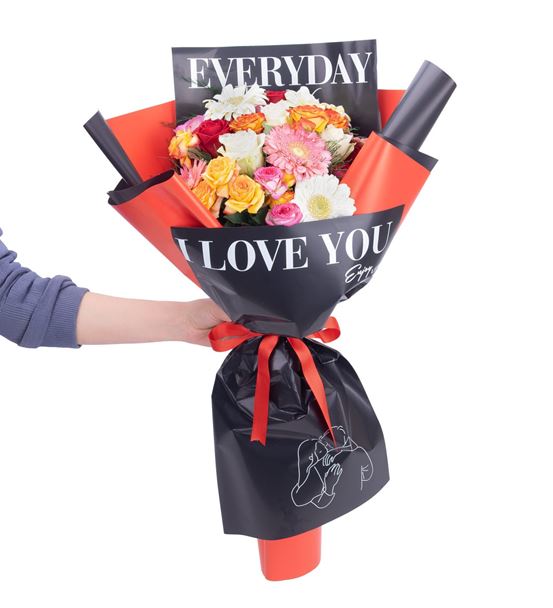 Aşkın Renkleri Elit Karışık Gül ve Gerbera Buketi
